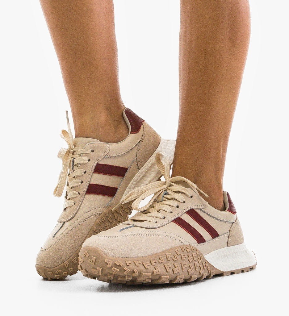 Sneakers Dama Forale Bej - Confort și Stil - imagine 6
