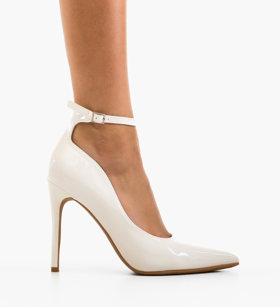 Pantofi Dama Aliya Albi cu Toc Elegant - imagine 3