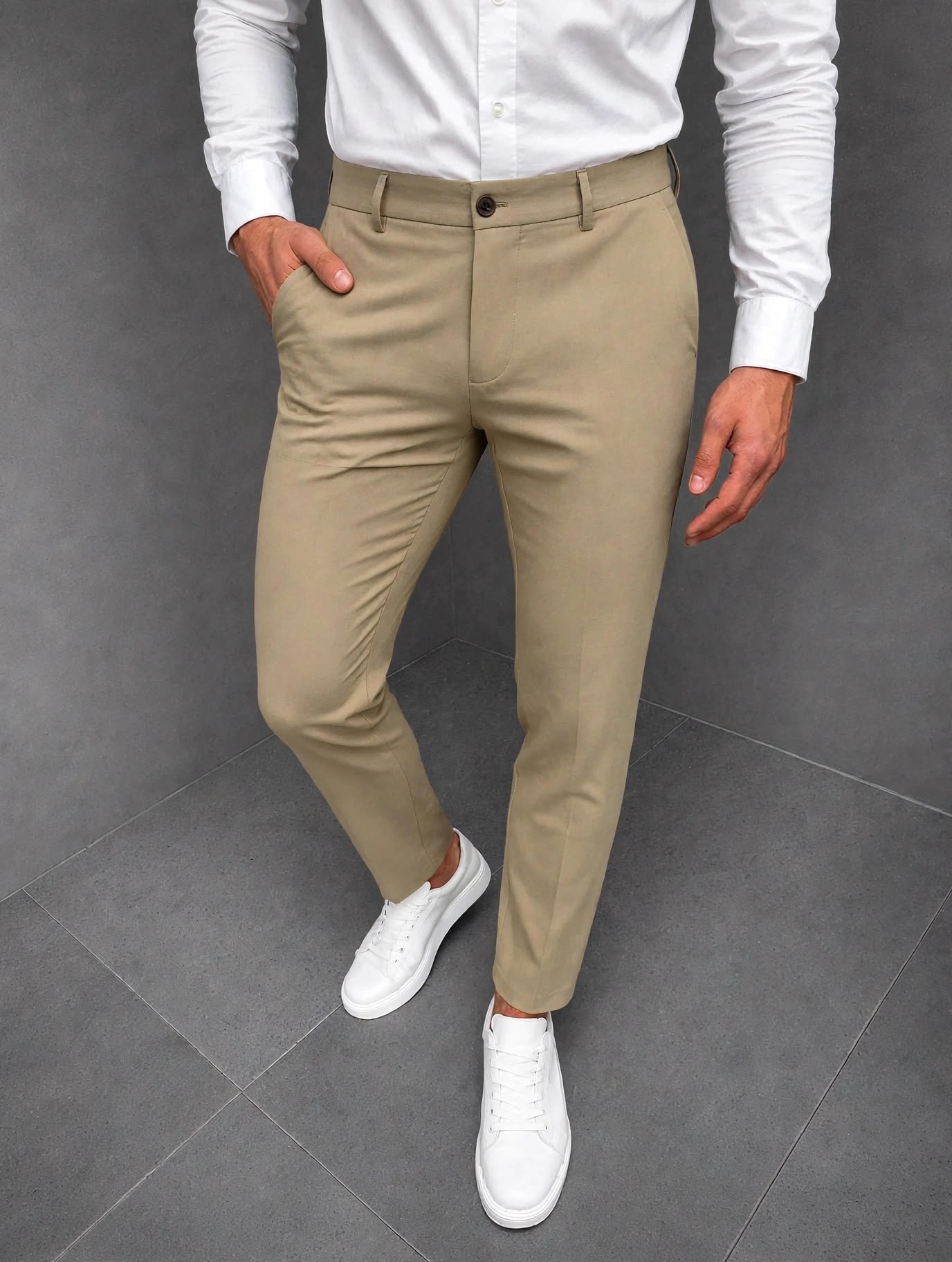 Pantaloni barbati casual bej C001