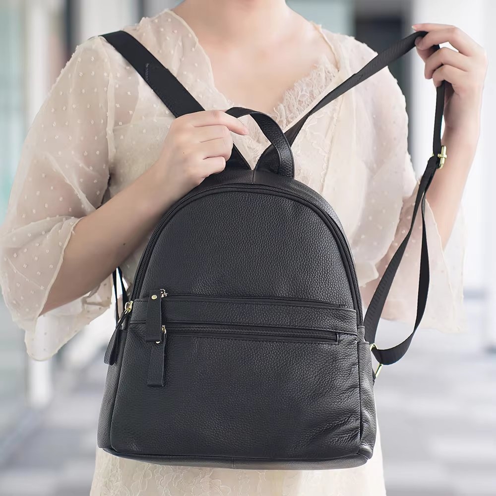 Rucsac dama Delis Lotus GT3068, piele naturala, Negru - imagine 2