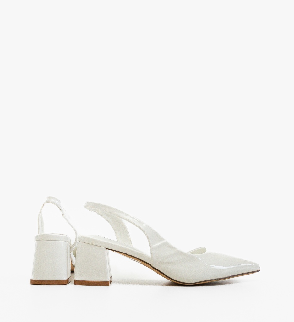 Pantofi Dama Deder Albi Eleganți cu Toc - imagine 2