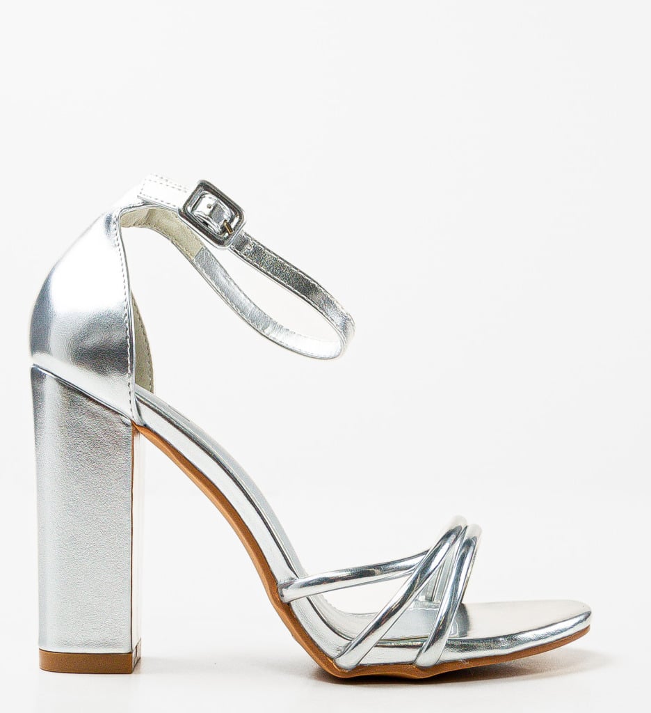 Sandale cu Toc Argintii Elegante - Stil Modern - imagine 7