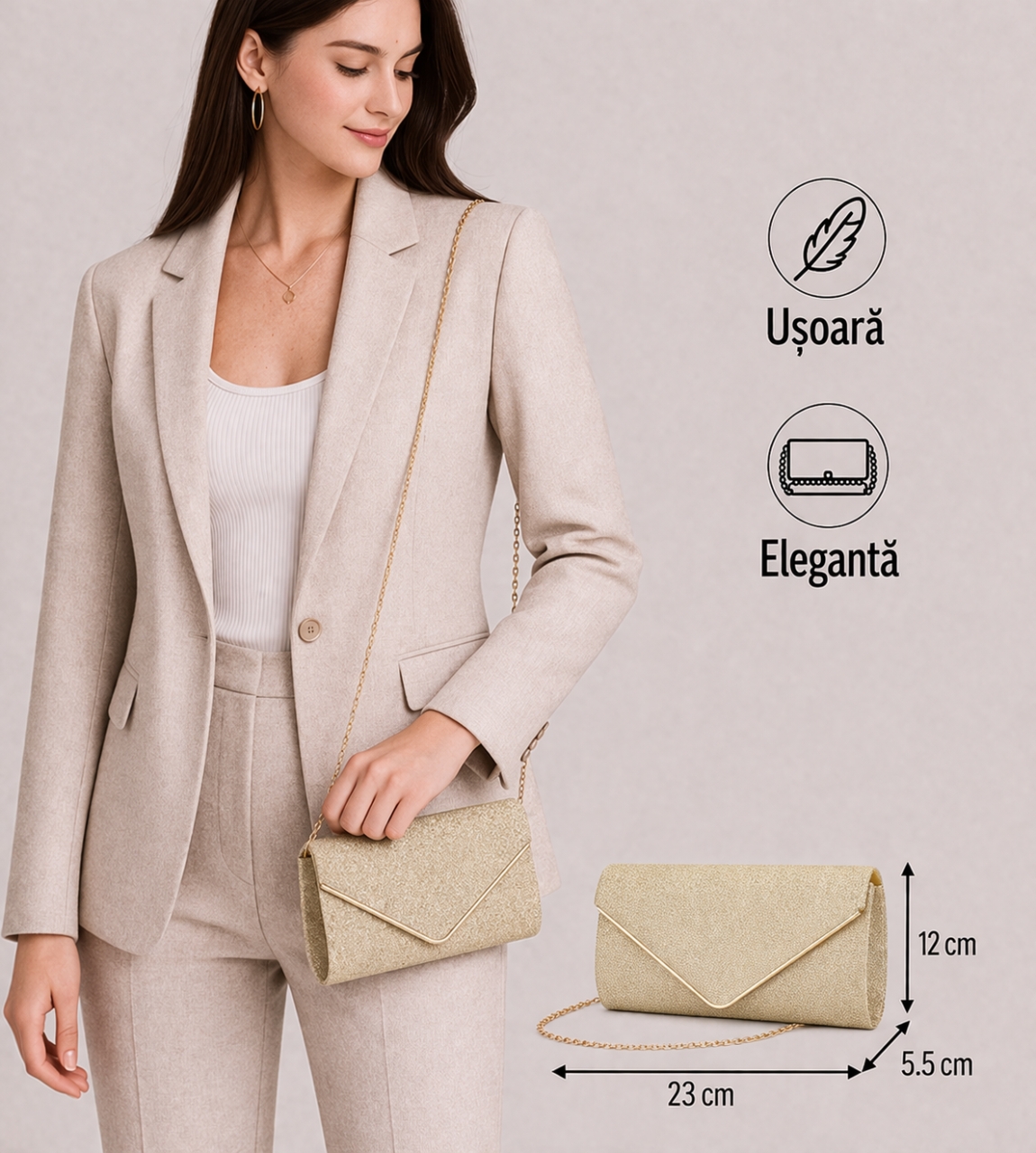 Geanta Ocazie Auriu Delis GT2455 Eleganta - imagine 2