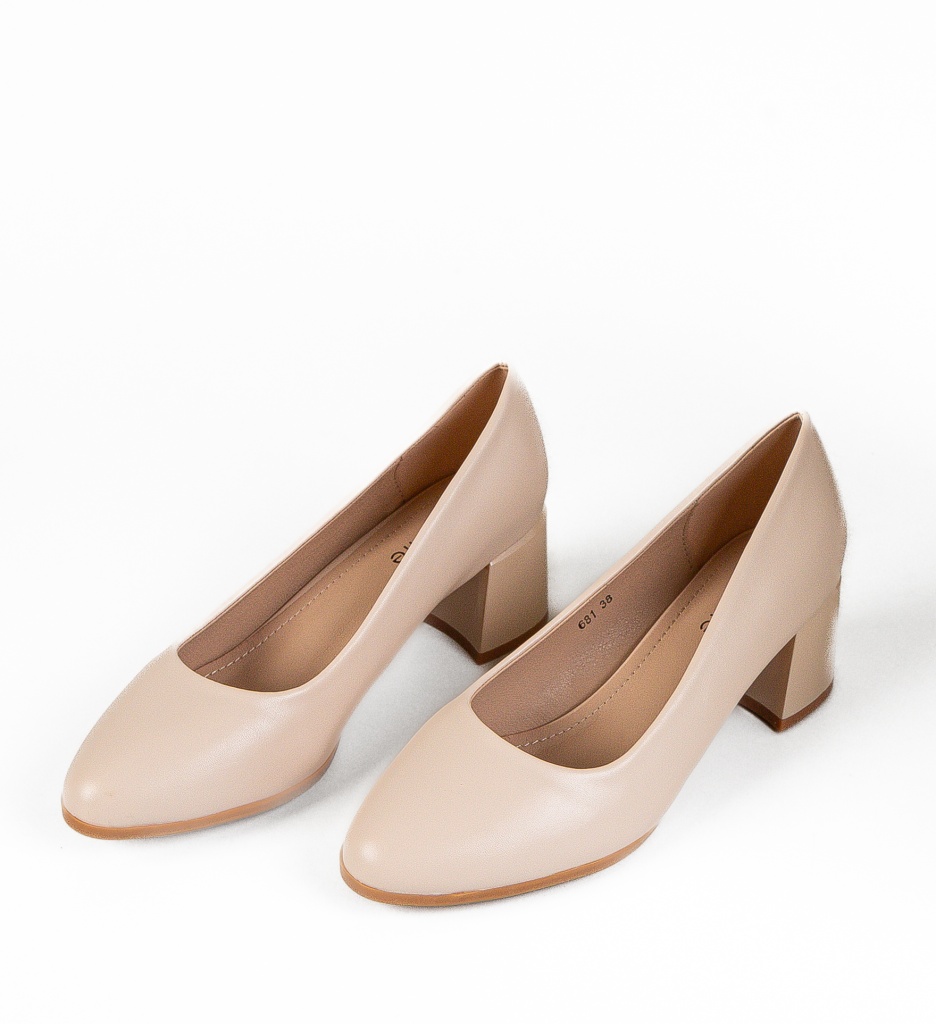 Pantofi Dama Gintha Bej cu Toc Eleganți - imagine 6