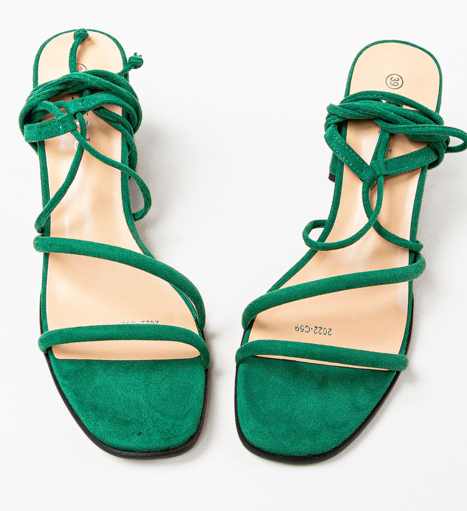 Sandale Calf Verzi cu Toc Elegant - imagine 6