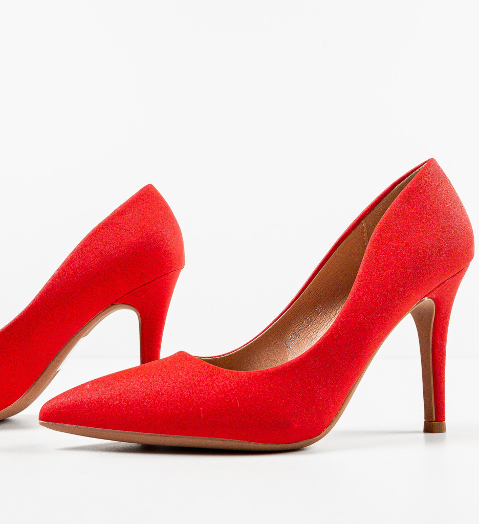 Pantofi Dama Rosii cu Toc Eleganți Kajon - imagine 6