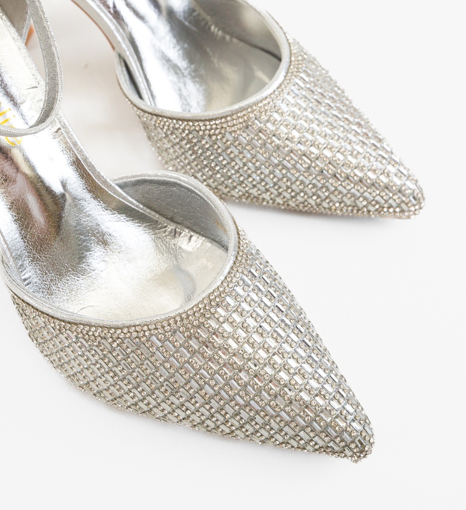 Pantofi Dama Goldie Argintii Eleganți - imagine 4