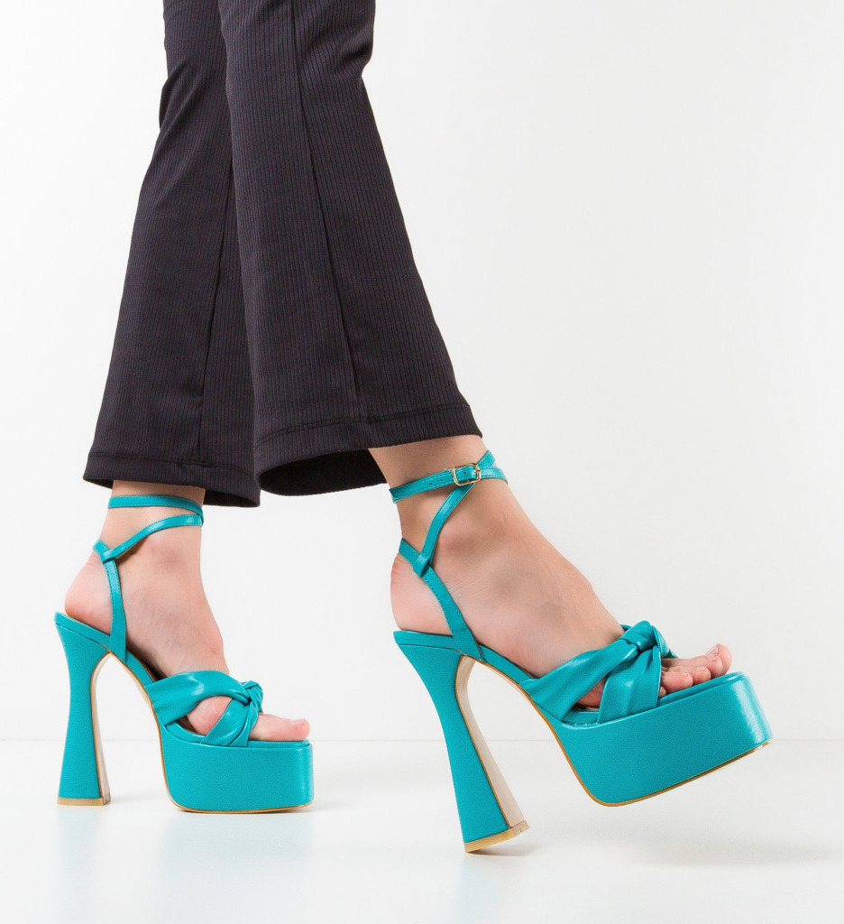 Sandale Ardde Albastre cu Toc Elegante