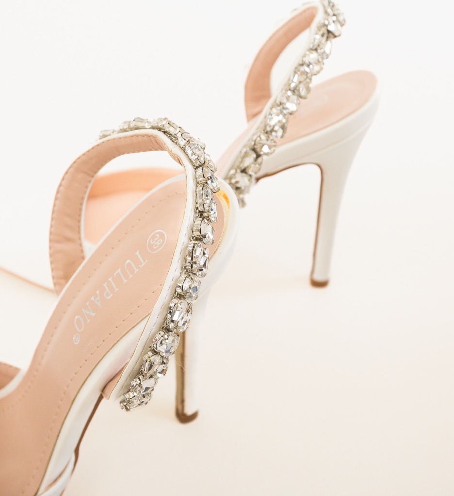 Pantofi Havenot Albi cu Toc Eleganți pentru Ocazii Speciale - imagine 5