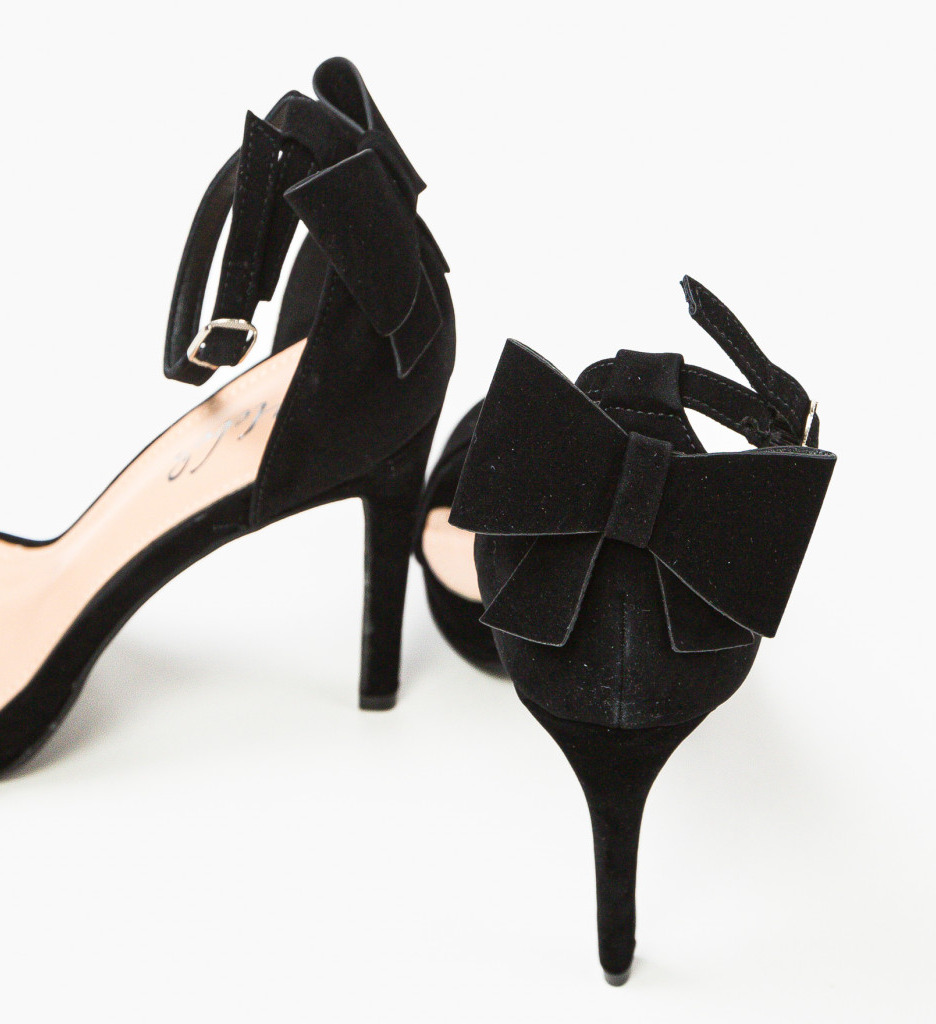 Sandale Tartillas Negre cu Toc Elegante - imagine 6