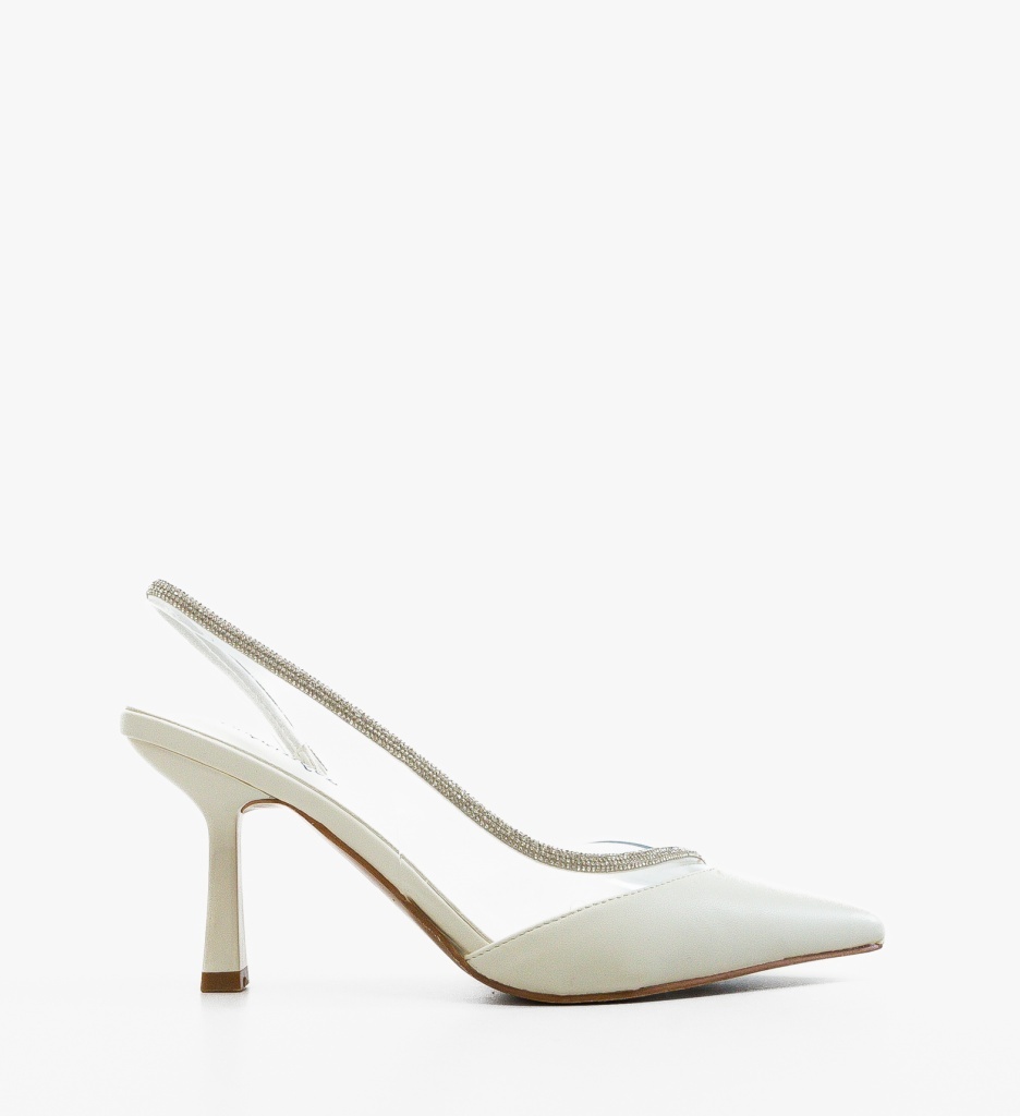 Pantofi Stiletto Dama Mykono Albi Eleganți - imagine 4