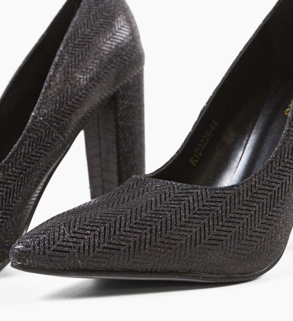Pantofi Traci Negri eleganți cu toc înalt - imagine 7
