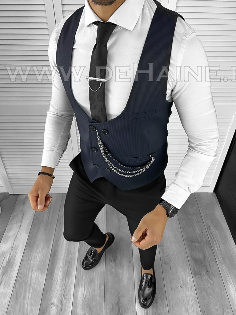 Vesta Barbati Neagra Slim Fit Eleganta
