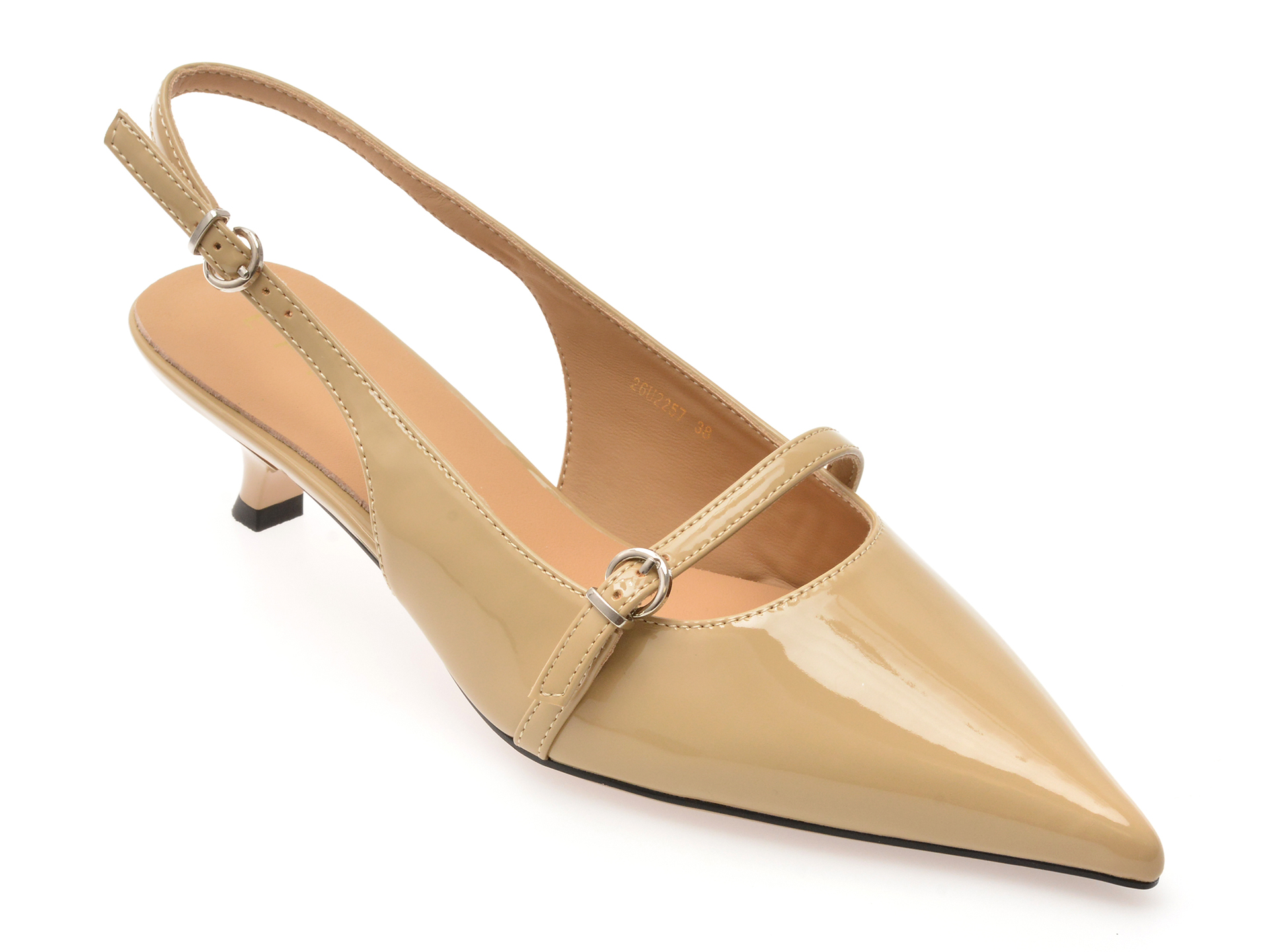 Pantofi EPICA maro din piele lacuită elegantă