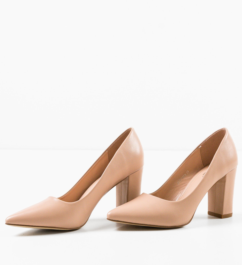 Pantofi Haney Bej cu Toc Eleganți - imagine 5