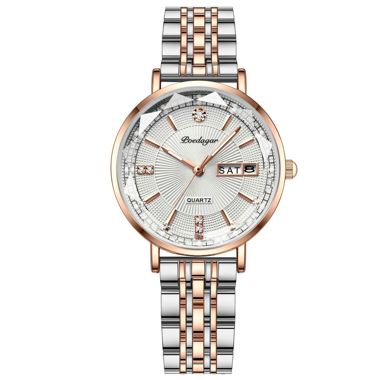 Ceas dama Poedagar CS1373 otel inoxidabil argintiu-rose gold