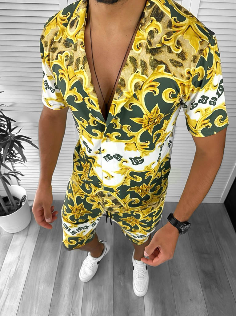 Compleu Camasă Imprimeu + Pantaloni Stil Modern