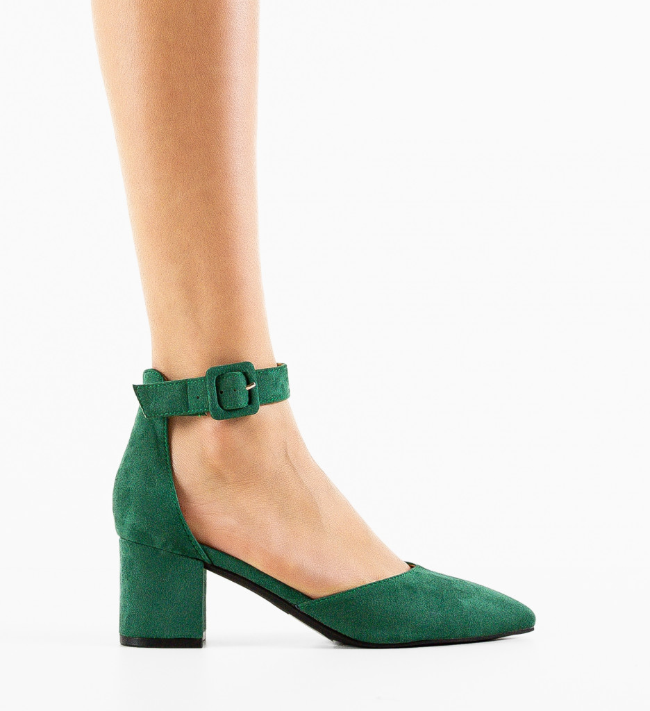 Pantofi Dama Anerose Verzi cu Toc Eleganți - imagine 4