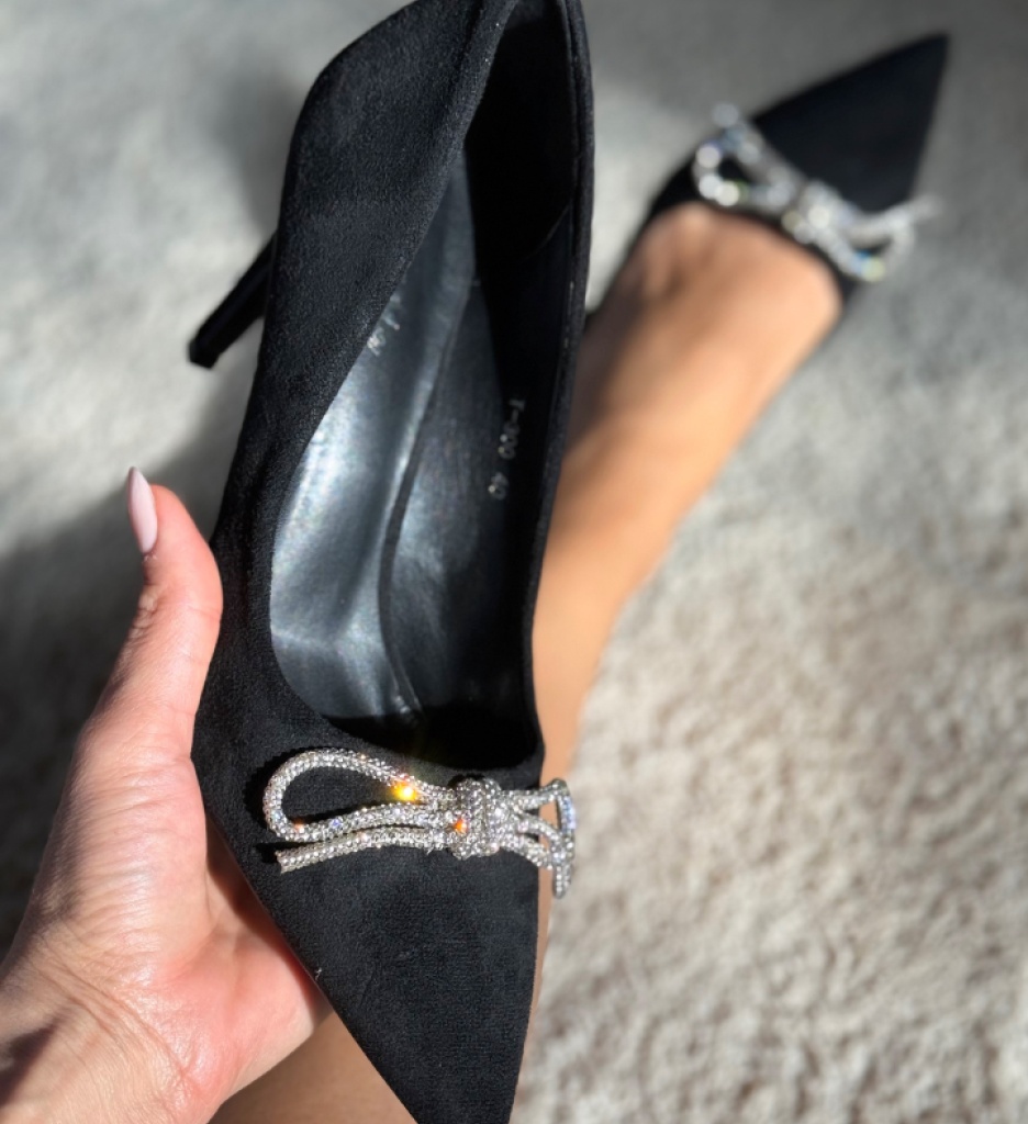 Pantofi Tarsay cu toc negri eleganți - imagine 4