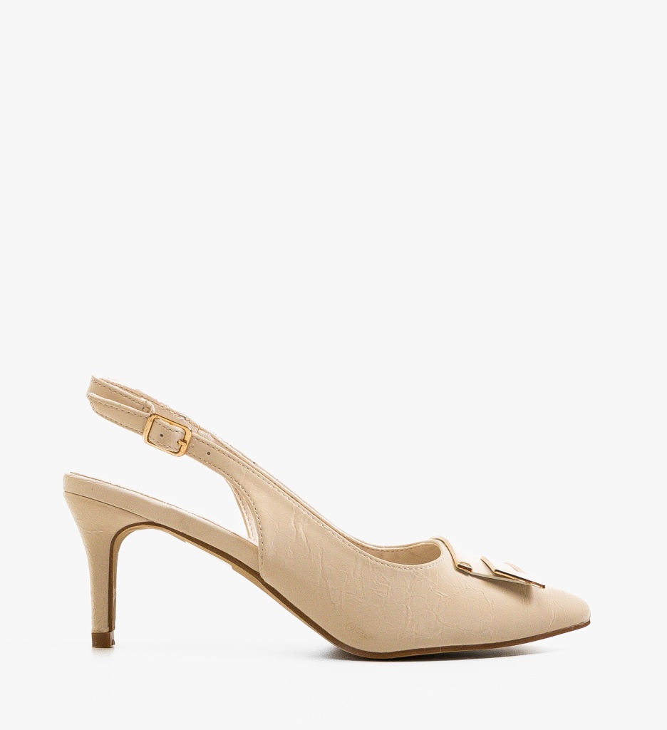 Pantofi Dama Addab Bej cu Toc Eleganți - imagine 2