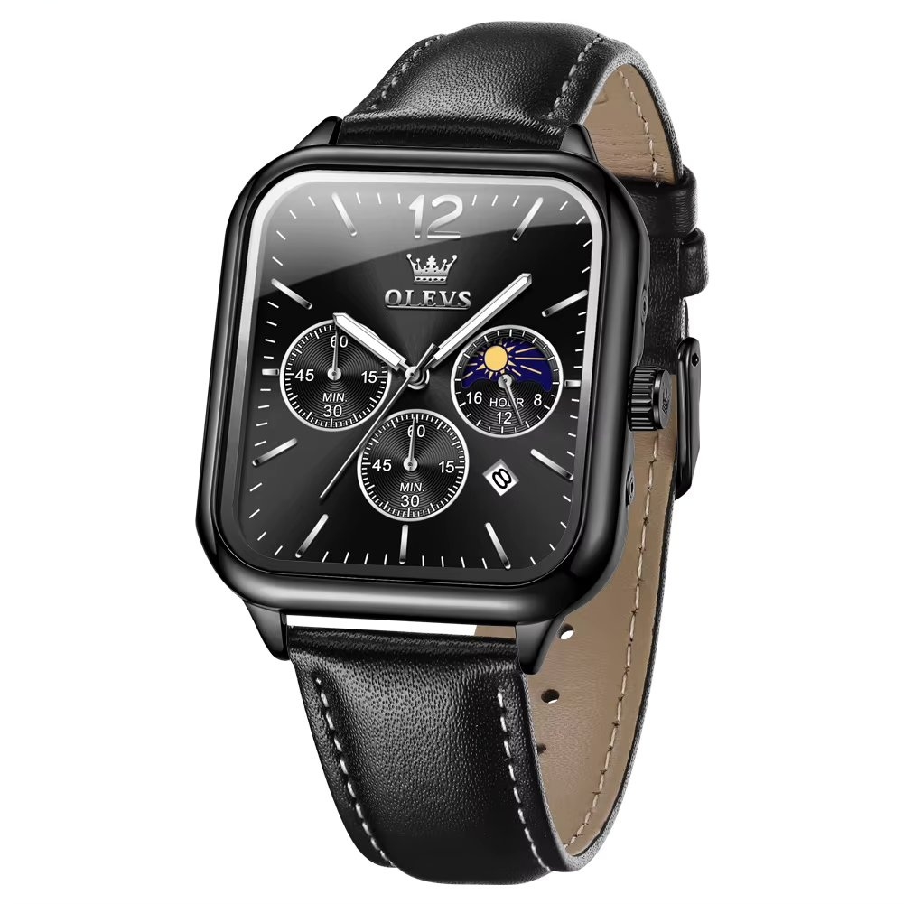 Ceas Barbatesc Olevs CS1934 Piele Naturala Negru
