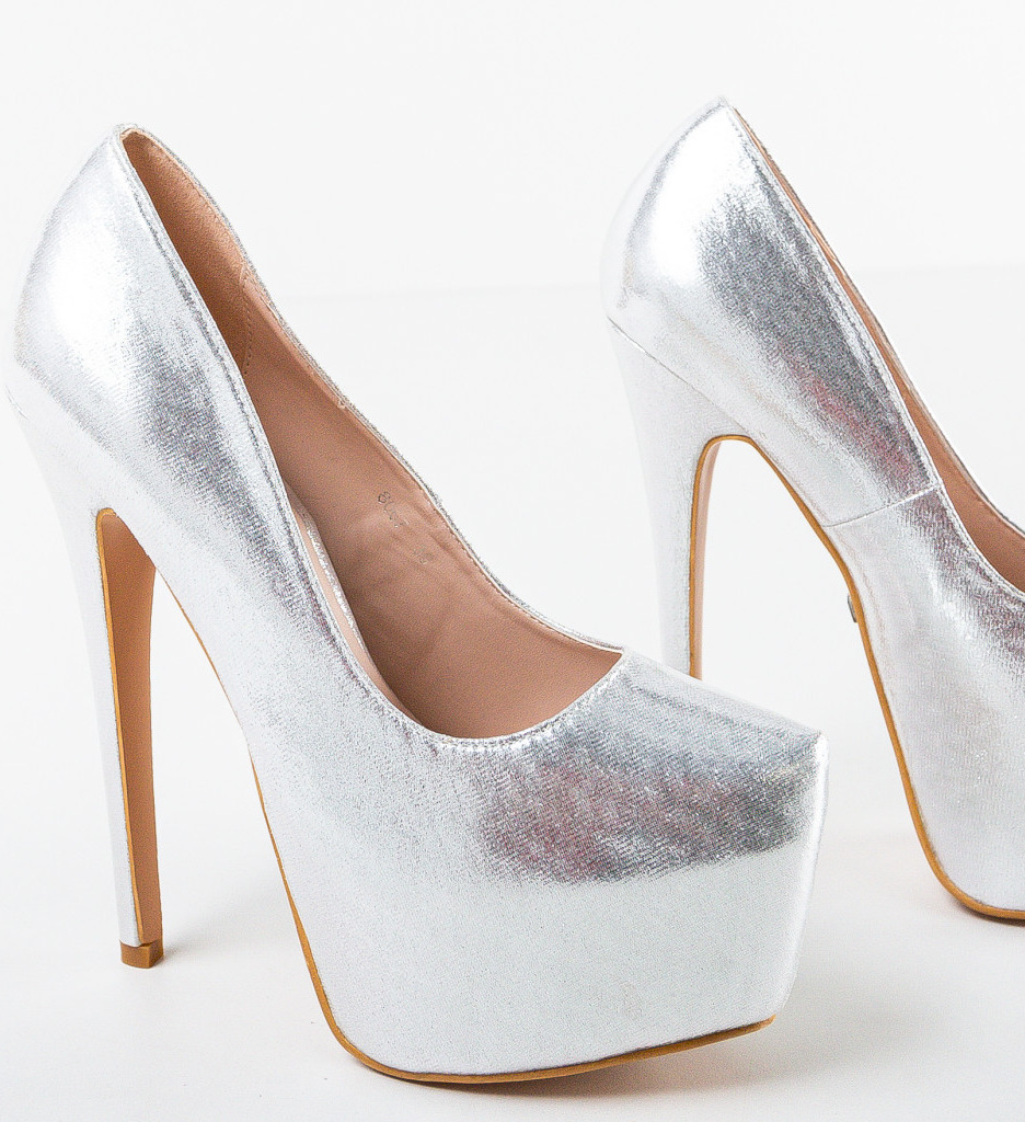 Pantofi Dama Sclipici Argintii | Eleganți și Moderni - imagine 4