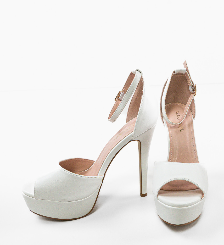 Sandale Remiel Albe cu Toc Elegante - imagine 5