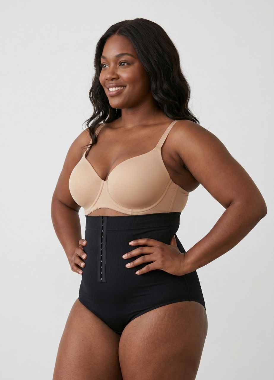 Slip modelator Marquise talie inalta cu inchidere, negru - imagine 3