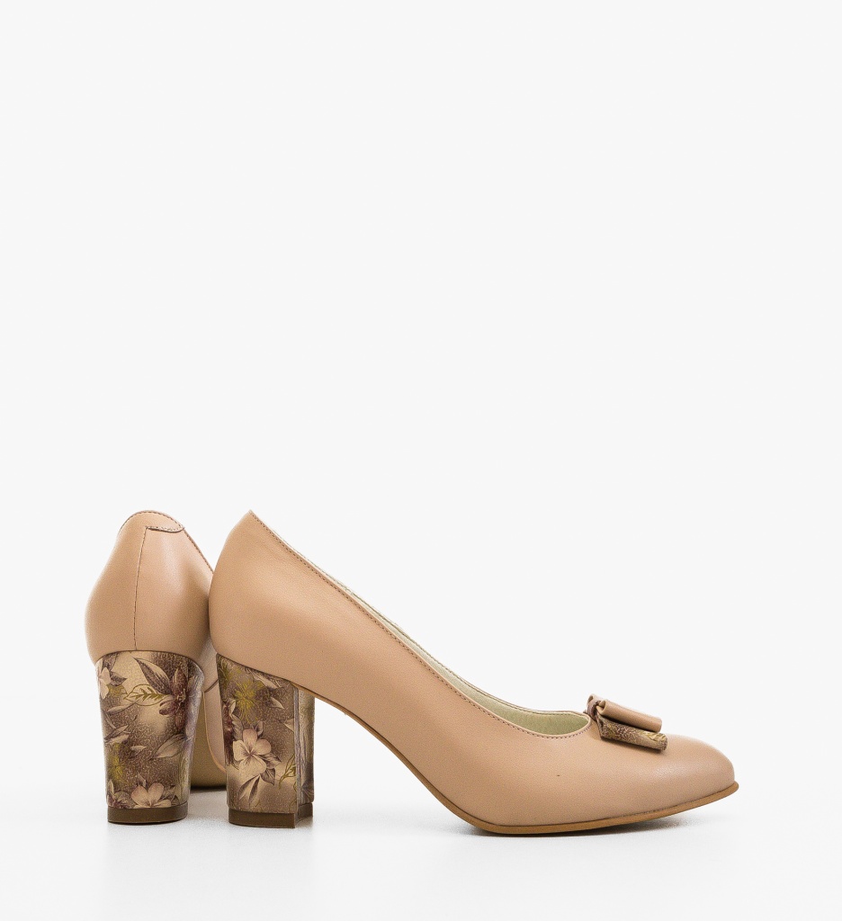 Pantofi dama Ubra Bej cu toc elegant - imagine 4