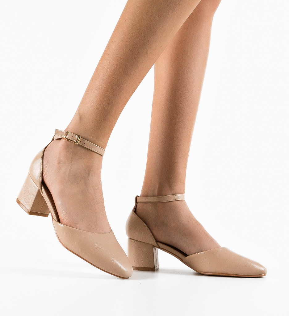 Pantofi Vixim Nude cu Toc Eleganți - imagine 3