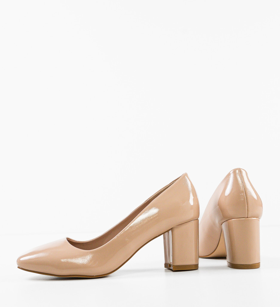 Pantofi dama Salaz Bej cu toc elegant - imagine 6