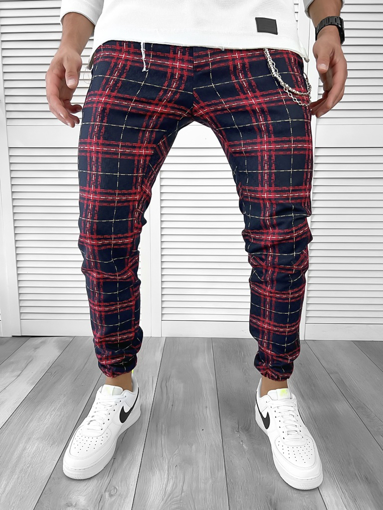 Pantaloni Barbati Casual în Carouri 100% Bumbac