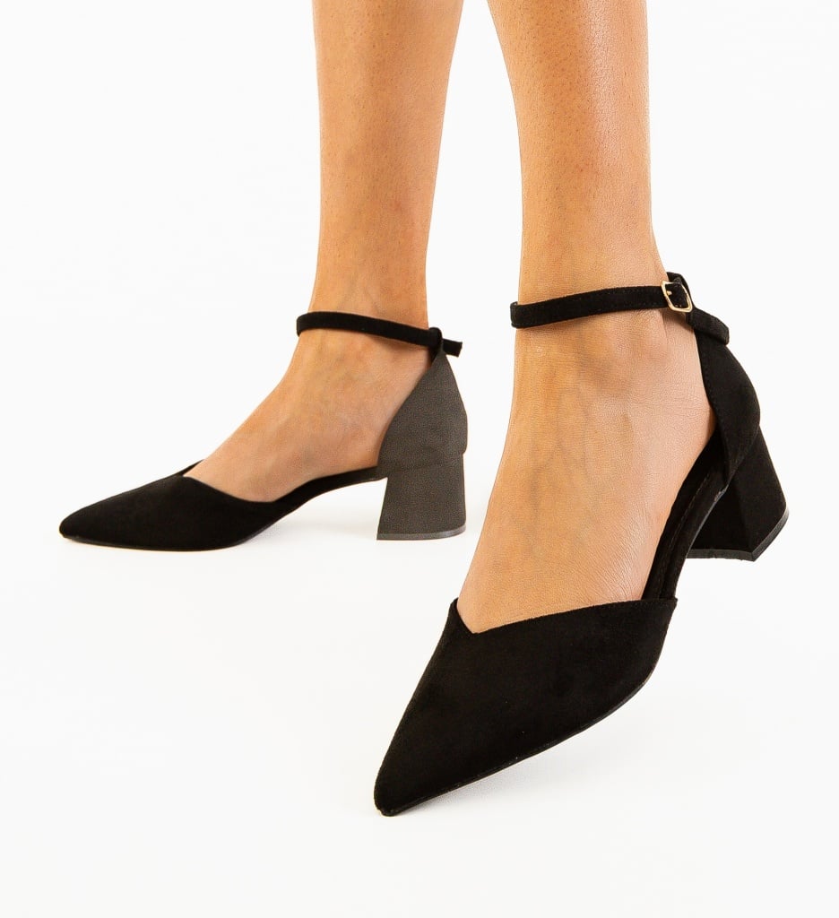 Pantofi Neyny Negri Eleganți cu Toc - imagine 2