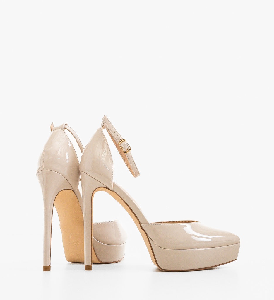 Pantofi Dama Rada Bej cu Toc Eleganți - imagine 4