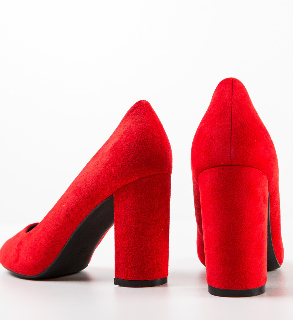 Pantofi Dama Axama Rosii Eleganți cu Toc - imagine 5