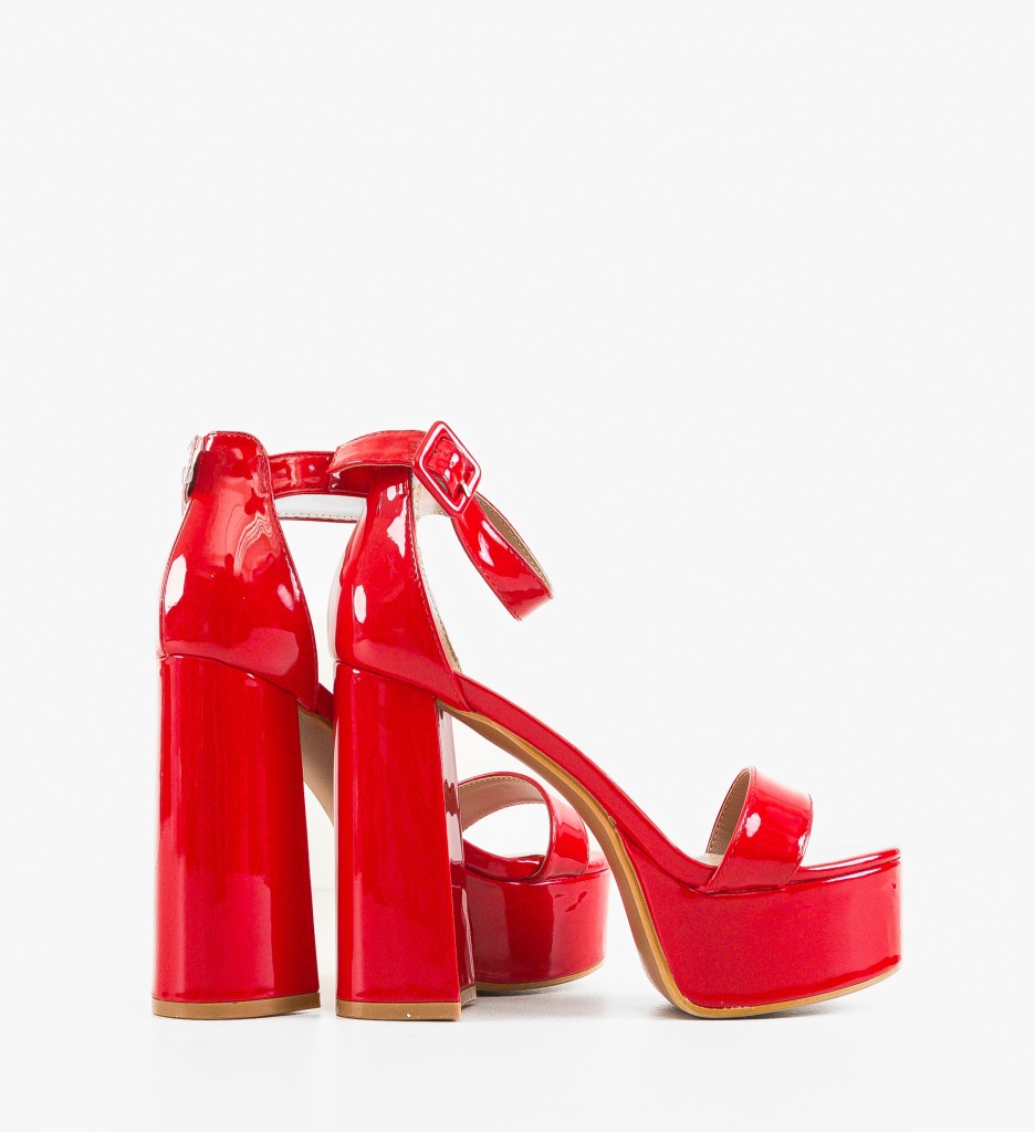Sandale Rosii cu Toc Elegante - imagine 3