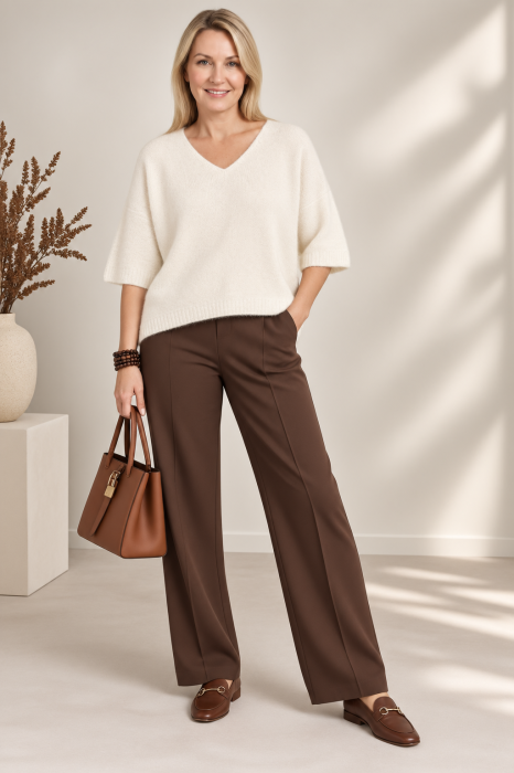 Pulover pufos cu alpaca, oversize cu maneca fluture, alb unt