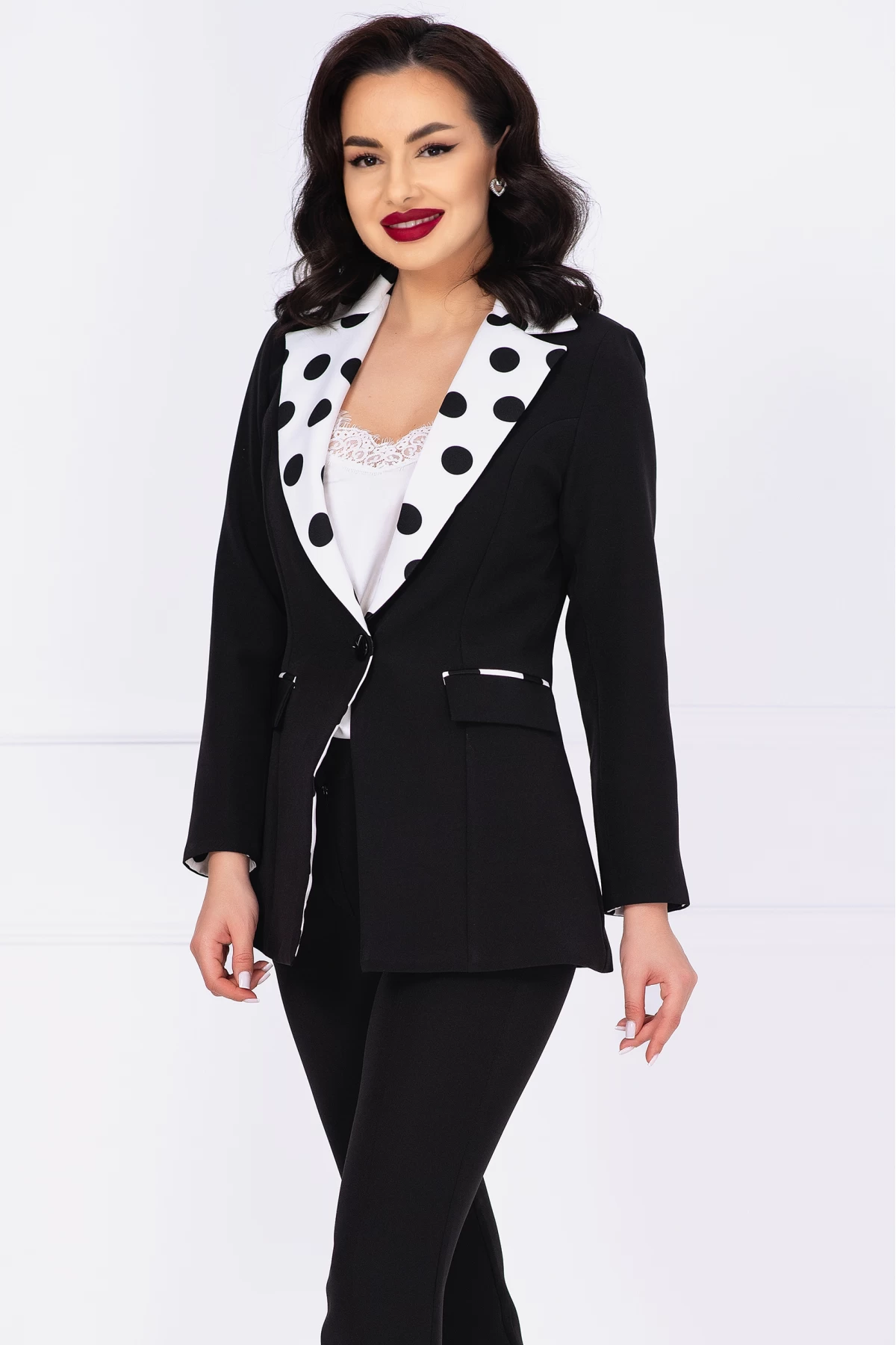 Sacou Inpuff negru cu buline - Eleganță modernă