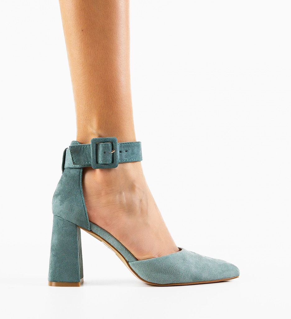 Pantofi Ramzam Verzi cu Toc Eleganți - imagine 4