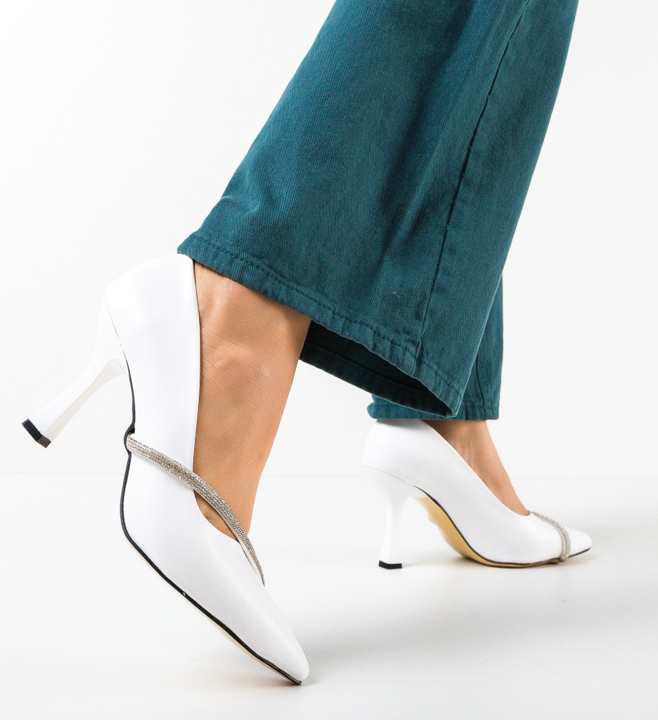 Pantofi cu Toc Kimol Albi - Eleganță Asigurată - imagine 2