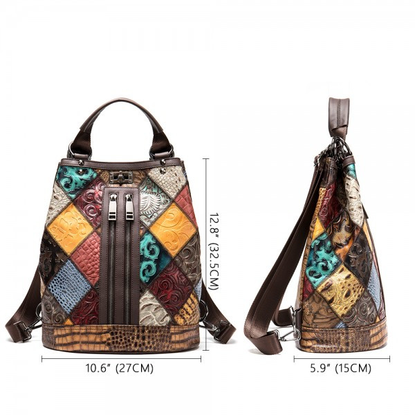 Rucsac dama Rina GT1040 din piele naturala multicolor Pfy - imagine 4