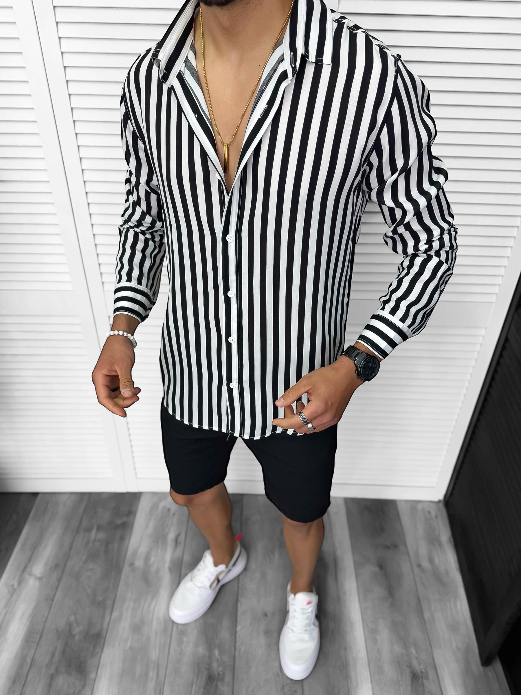 Compleu vară dungi cămașă + pantaloni 9-5