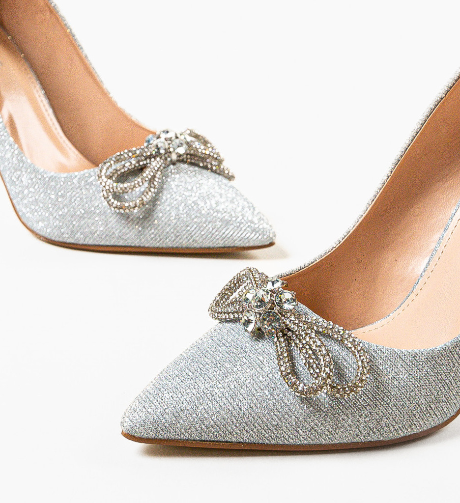 Pantofi Toc Sojak Argintii | Eleganță - imagine 6