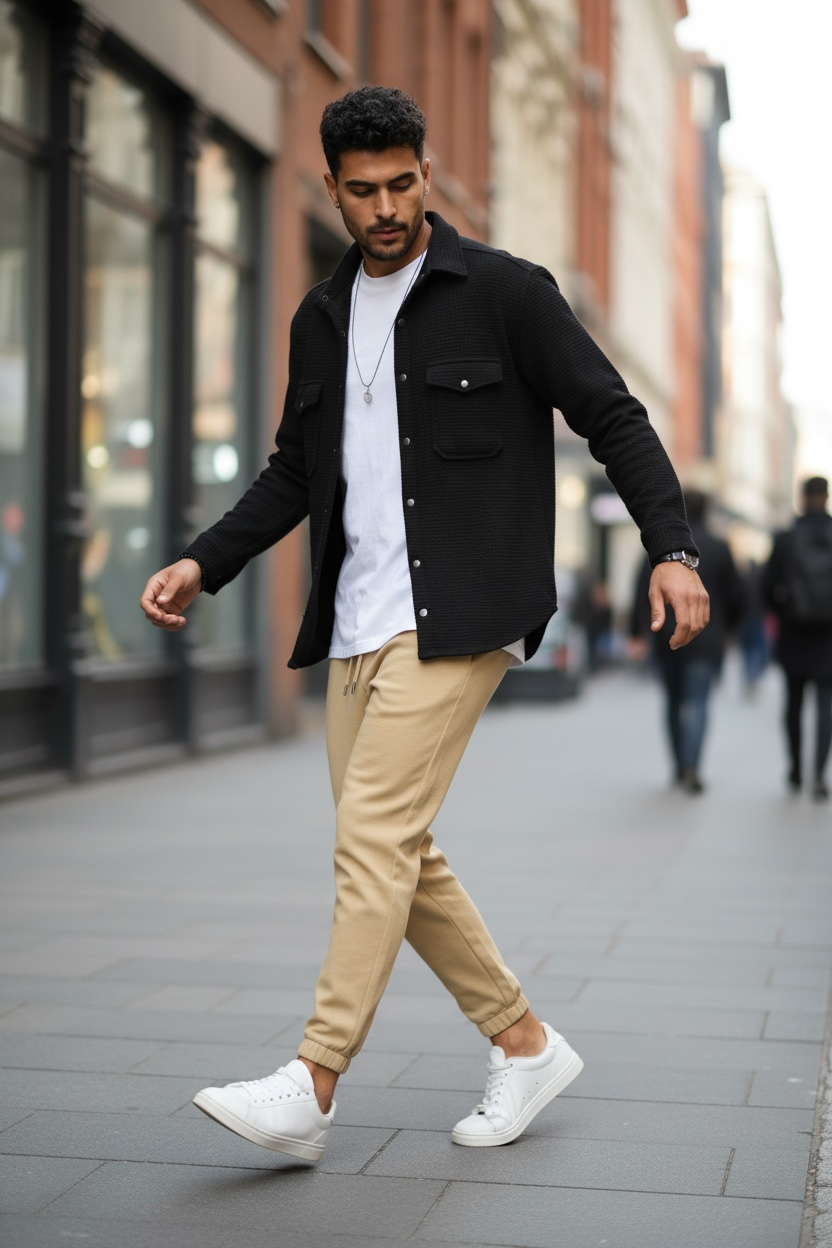 Cămașă bărbați casual slim fit neagră