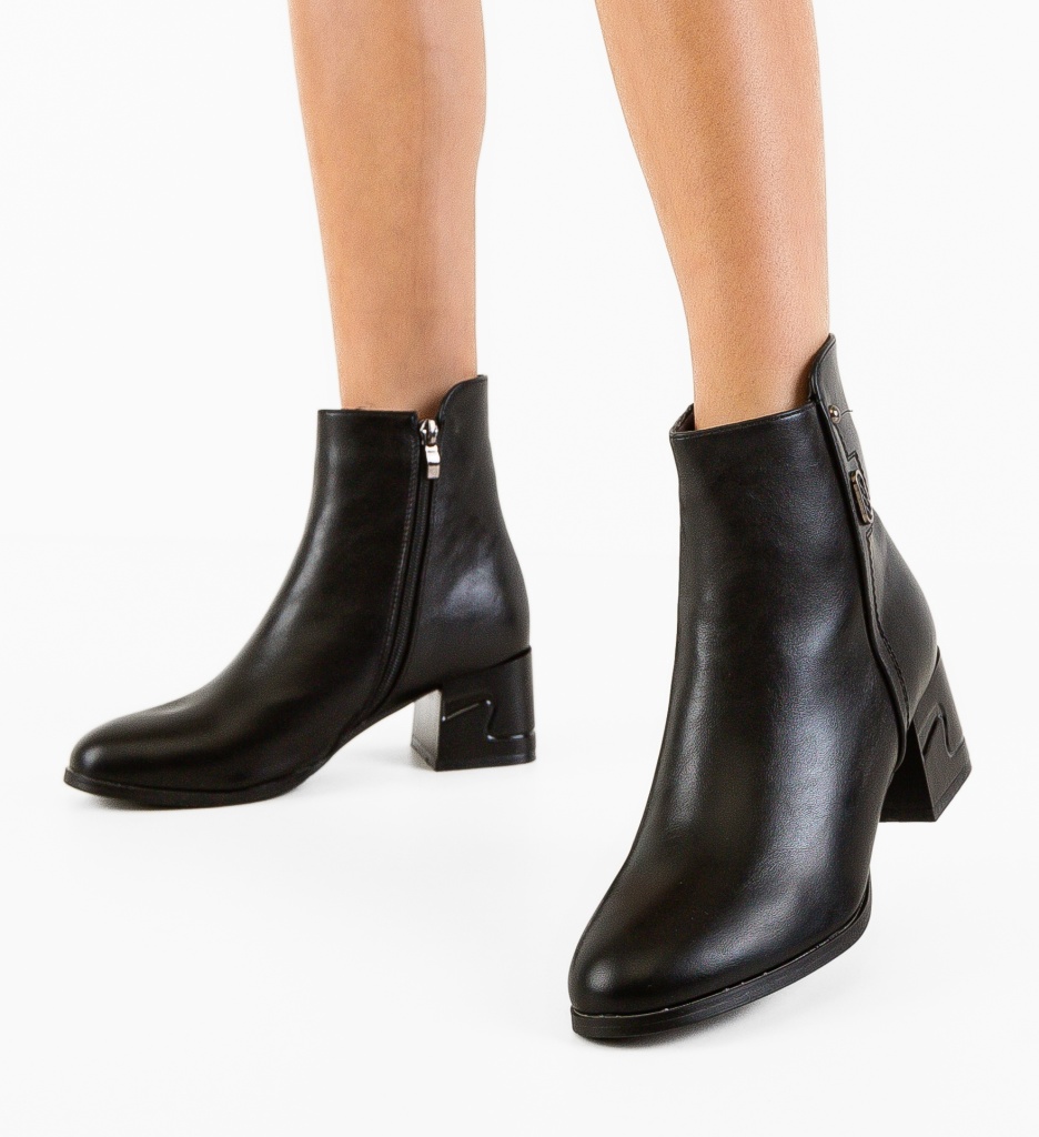 Botine Dama Musat Negre - Eleganță și Stil - imagine 2