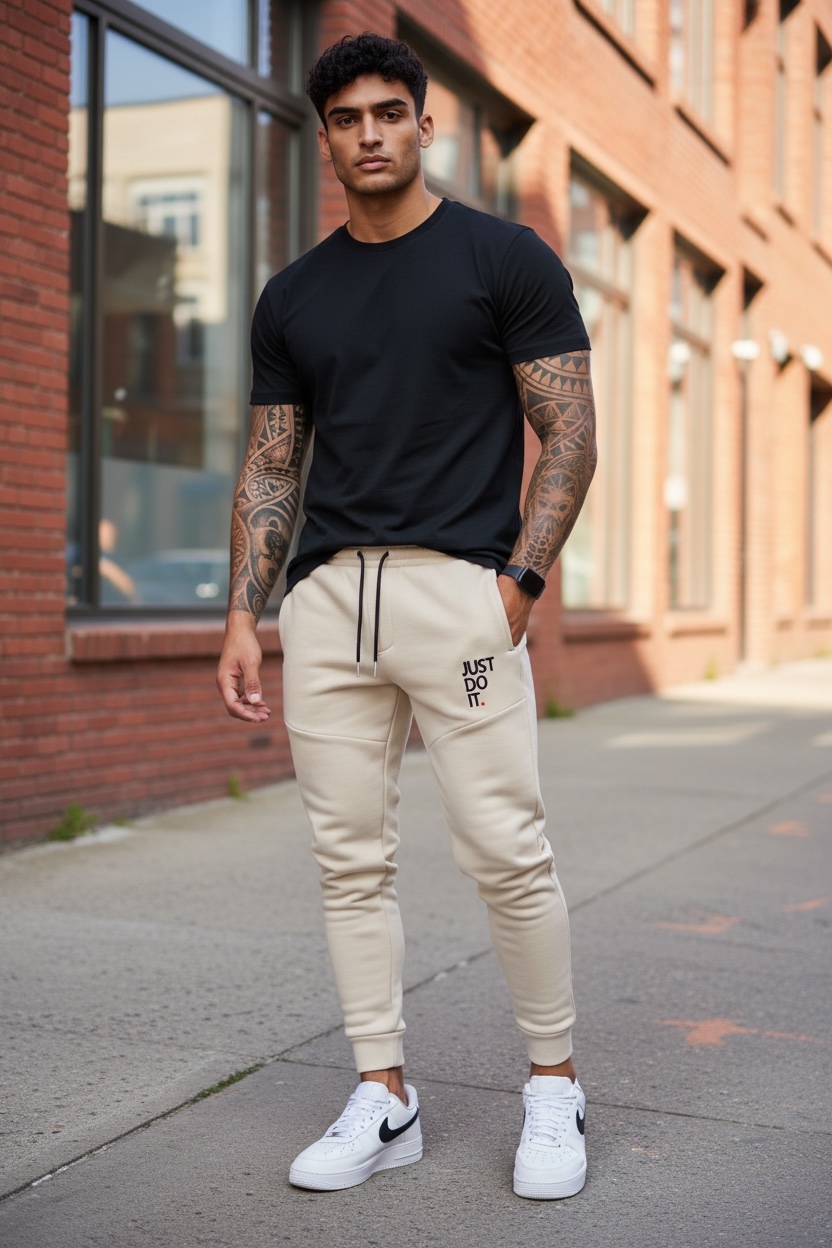 Pantaloni Trening Bej Conici | Stil și Confort - imagine 2