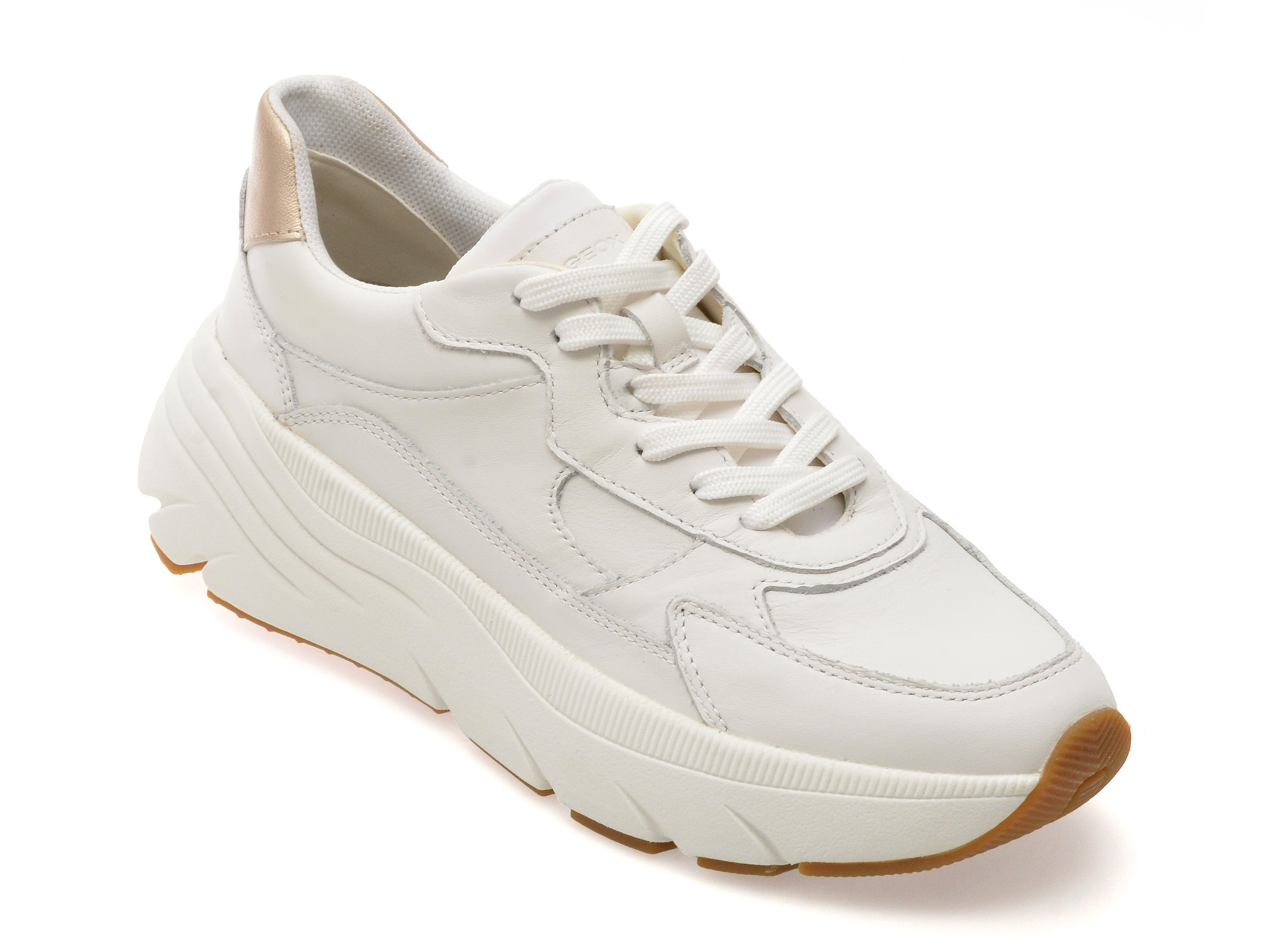 Pantofi Geox albi din piele naturală