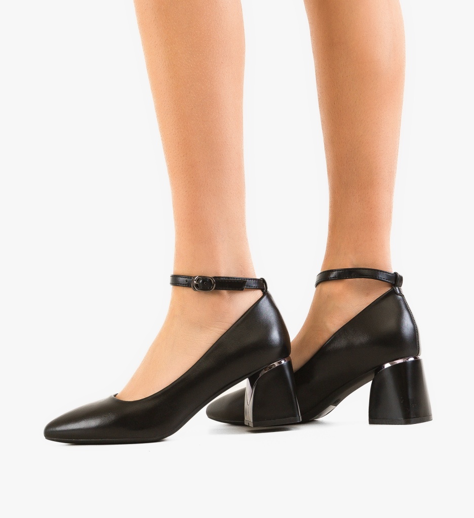 Pantofi Sakre Negri Eleganți cu Toc - imagine 3