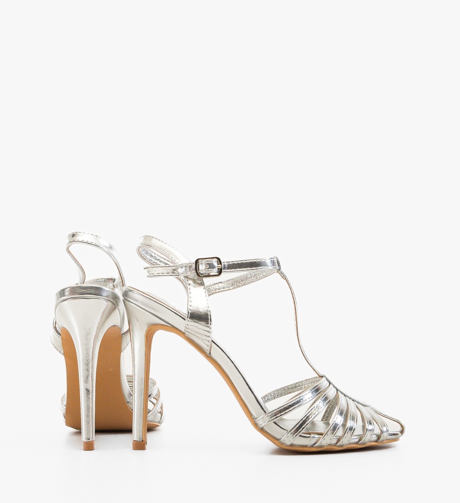 Sandale Toc Bronte Argintii | Stil Refinat - imagine 6