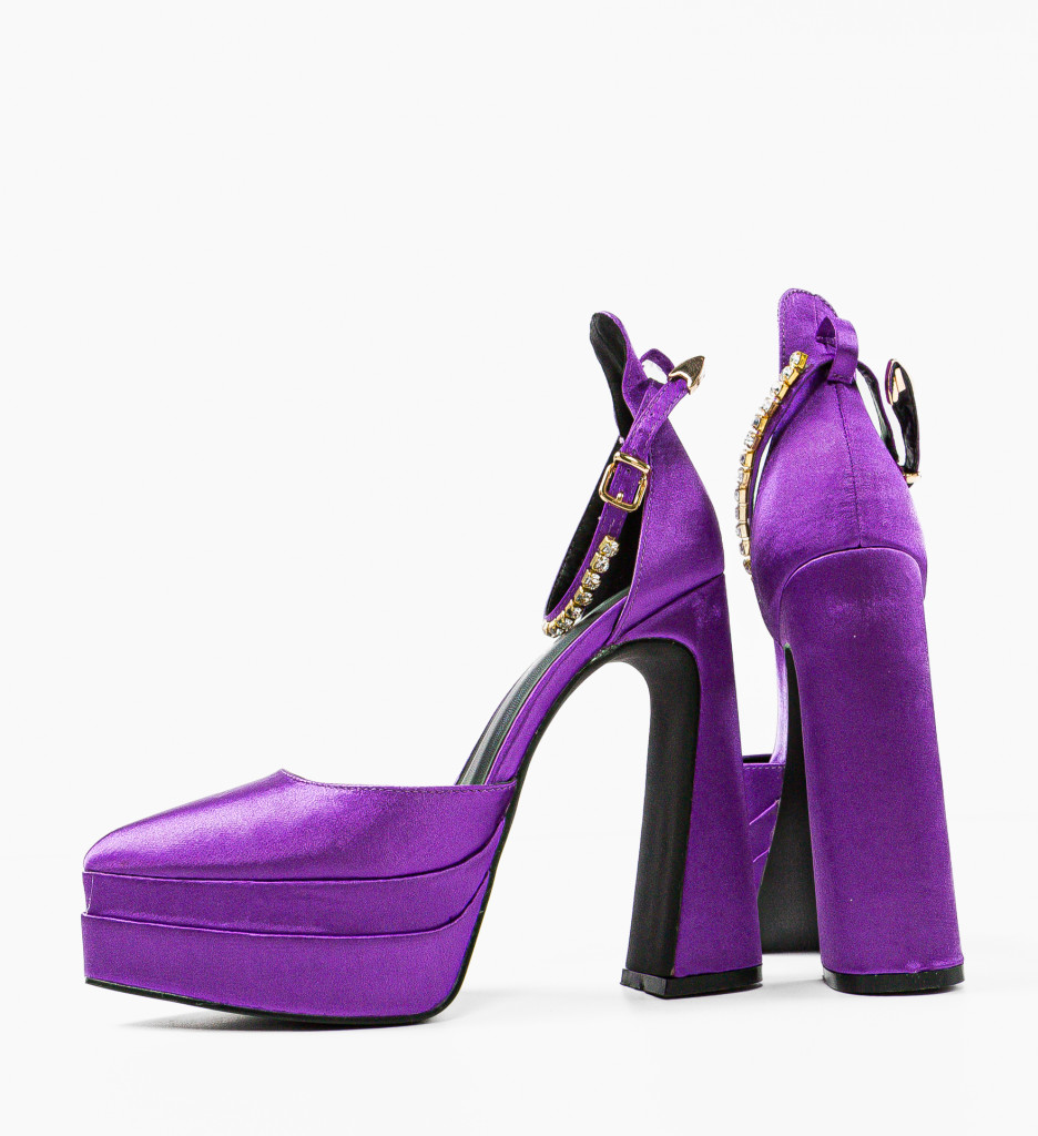 Pantofi dama Leydey Mov cu toc elegant - imagine 14